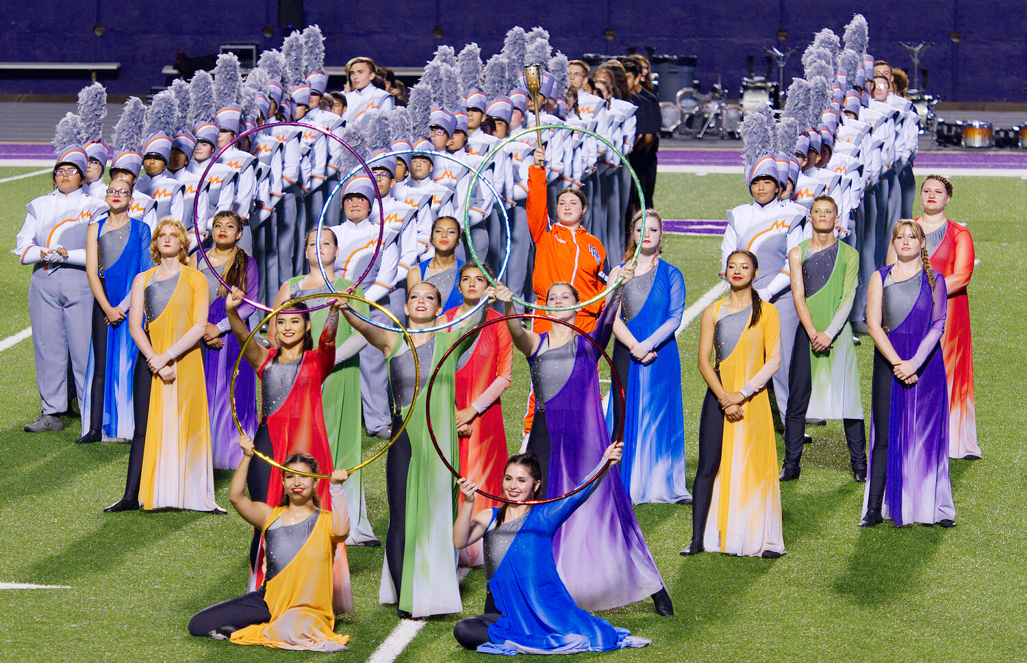 The Mineola Sound of the Swarm is announced as area champions Saturday at Stephen F. Austin State University in Nacogdoches to qualify for state marching contest. They will also perform Sunday at 4 p.m. at Meredith stadium. [see additional area shots]